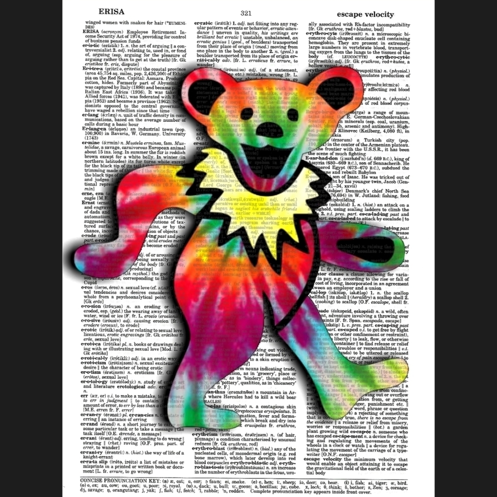 Grateful Dead Bear Dictionary Art Print Music Love